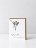See Aiche greeting card with a hand-drawn fork twirling spaghetti and the words “Eat as much pasta as you want, you’re so hot, it doesn’t even matter”, with a kraft envelope